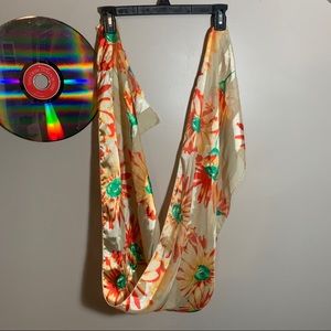 Vintage Silky Floral Scarf